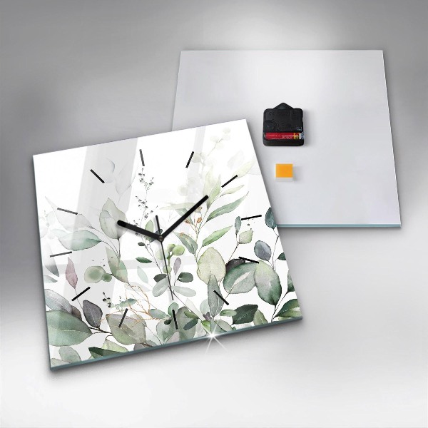 Square wall clock Plants leaves
