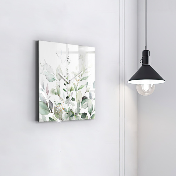 Square wall clock Plants leaves