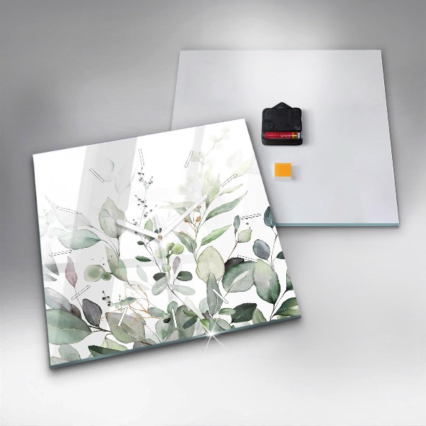 Square wall clock Plants leaves