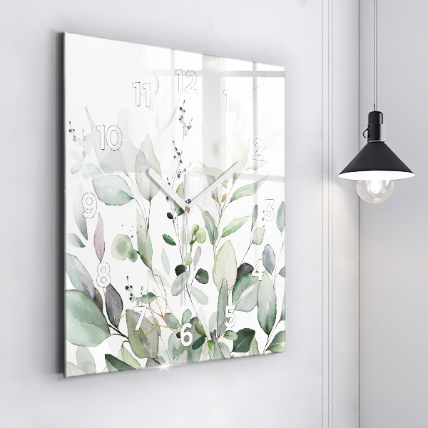 Square wall clock Plants leaves
