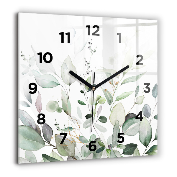 Square wall clock Plants leaves