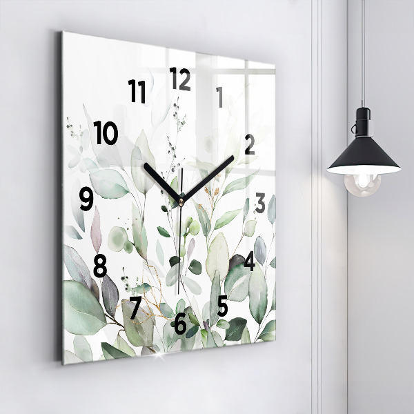 Square wall clock Plants leaves