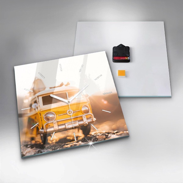 Square wall clock Car on vacation