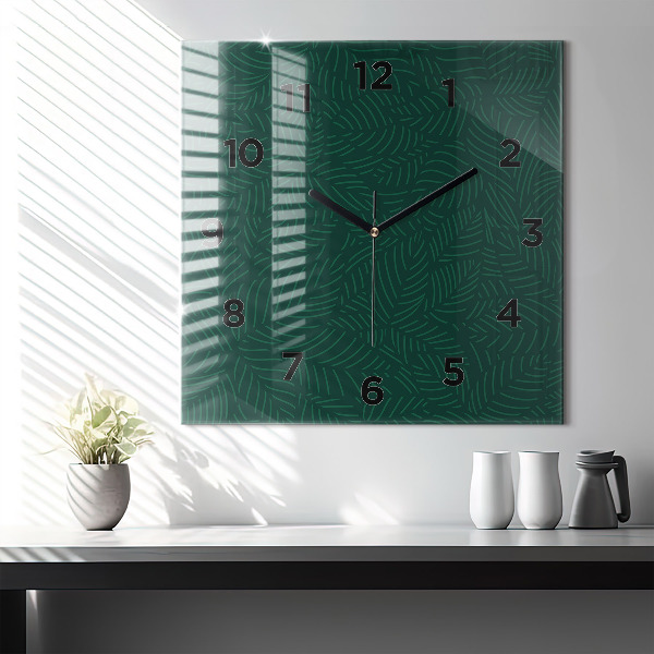 Square wall clock Leaf pattern