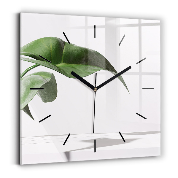Square wall clock Abstract leaves
