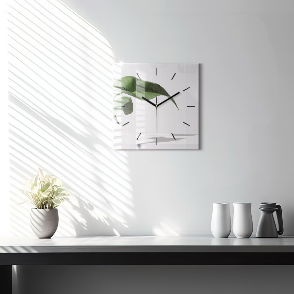 Square wall clock Abstract leaves