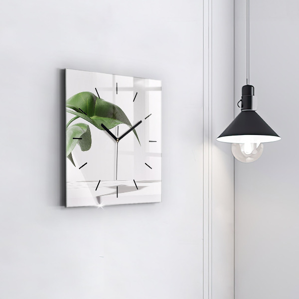 Square wall clock Abstract leaves
