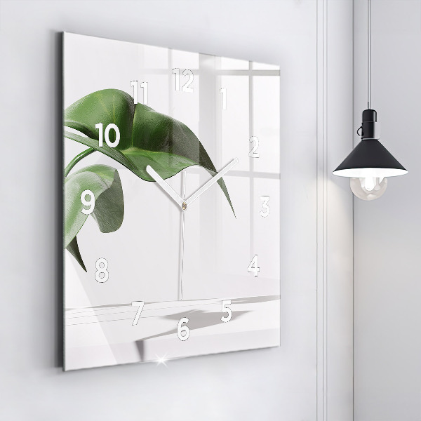Square wall clock Abstract leaves