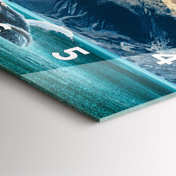 Square wall clock Whale water