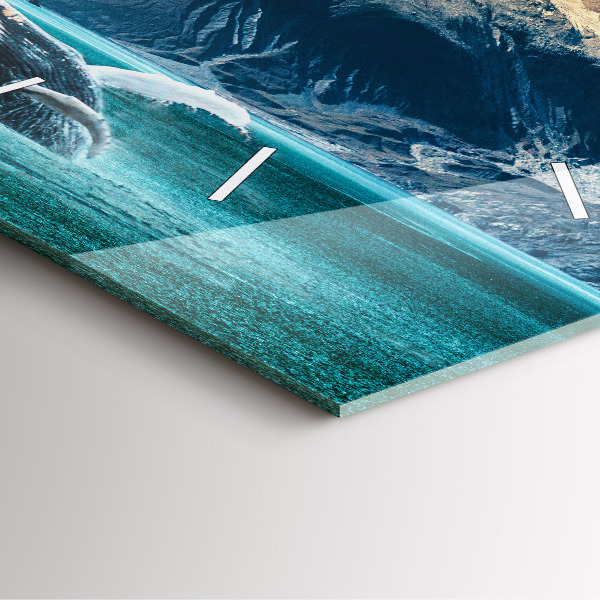 Square wall clock Whale water