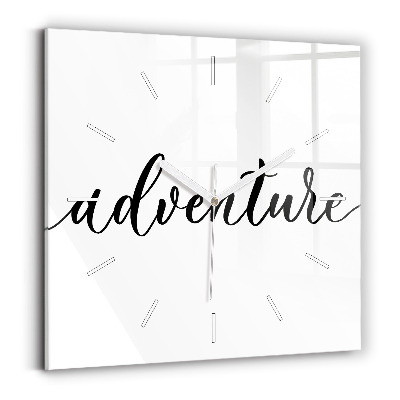 Square wall clock Adventure inscription