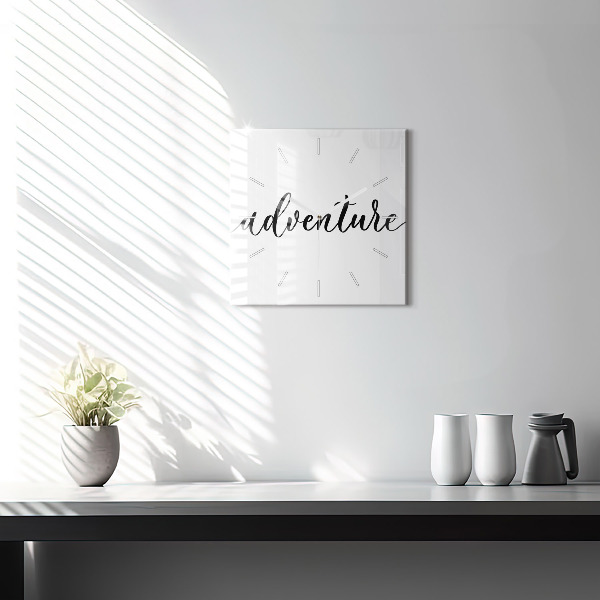 Square wall clock Adventure inscription