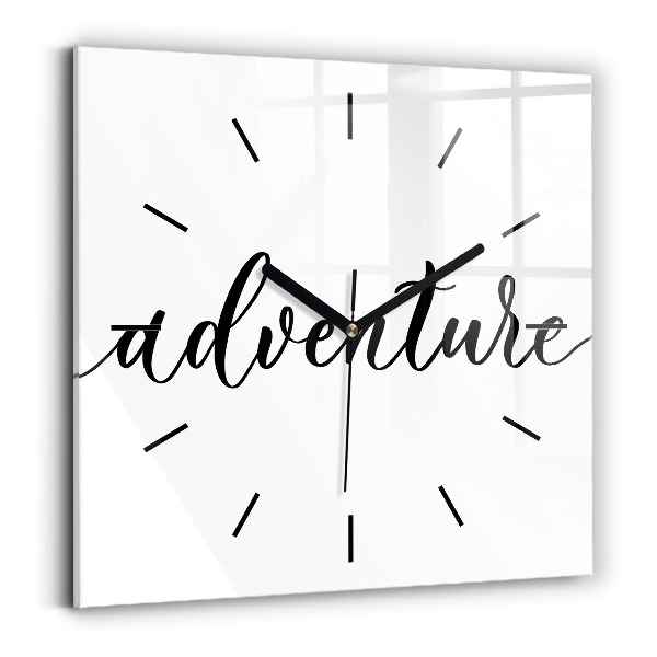Square wall clock Adventure inscription