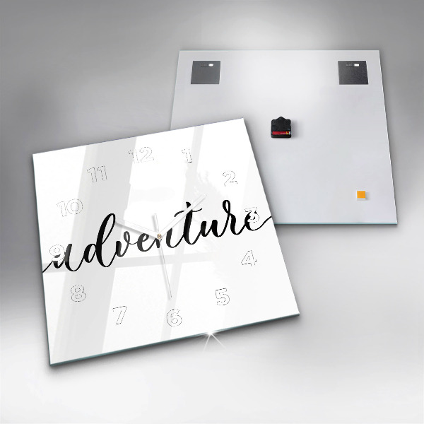 Square wall clock Adventure inscription