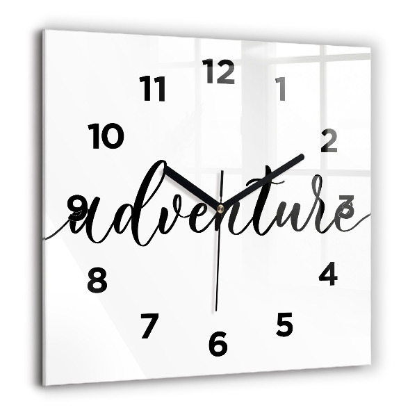 Square wall clock Adventure inscription