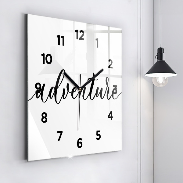 Square wall clock Adventure inscription