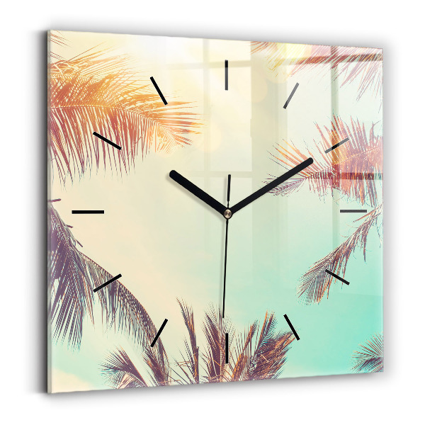 Square wall clock Tropical palm trees