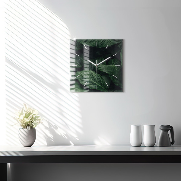 Square wall clock Tropical Monstera