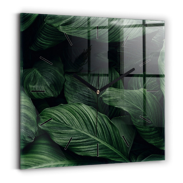 Square wall clock Tropical Monstera