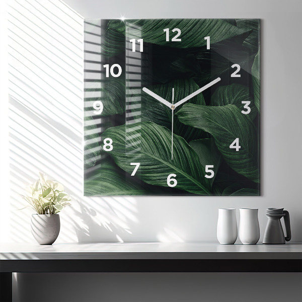Square wall clock Tropical Monstera
