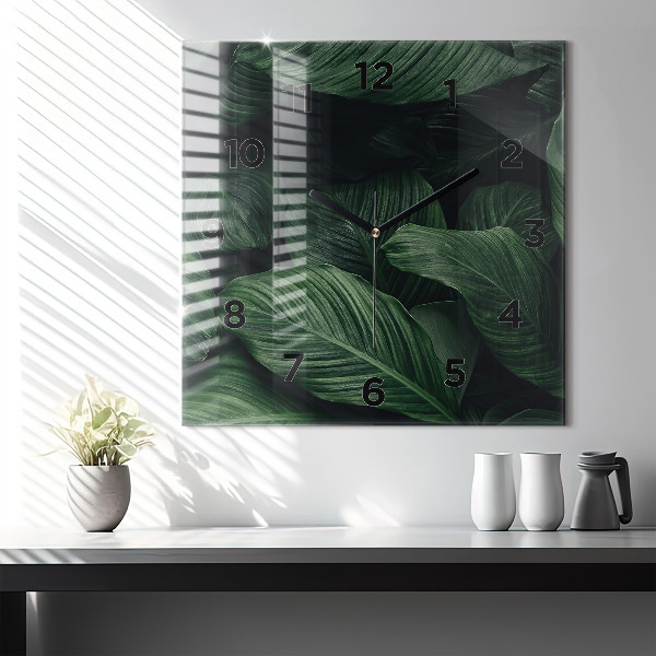Square wall clock Tropical Monstera