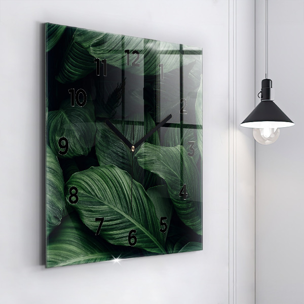 Square wall clock Tropical Monstera