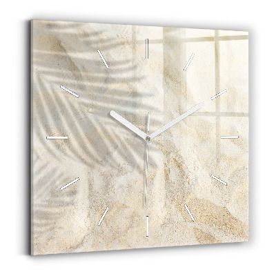 Square wall clock Palm tree shadow sand