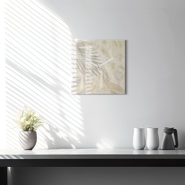 Square wall clock Palm tree shadow sand