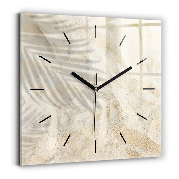 Square wall clock Palm tree shadow sand