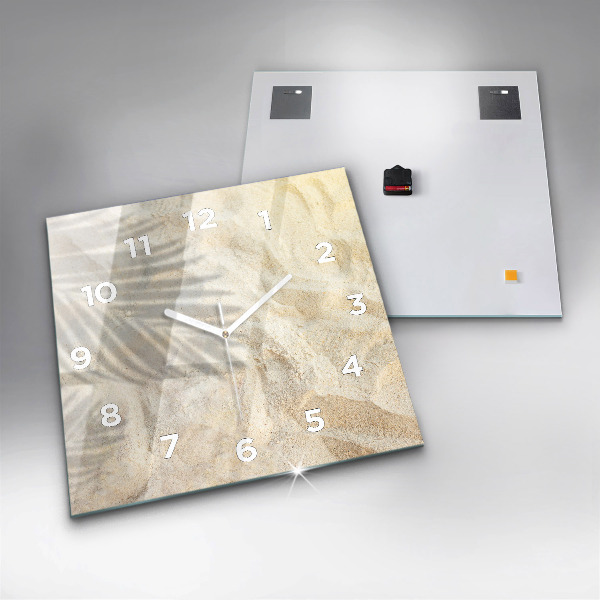 Square wall clock Palm tree shadow sand