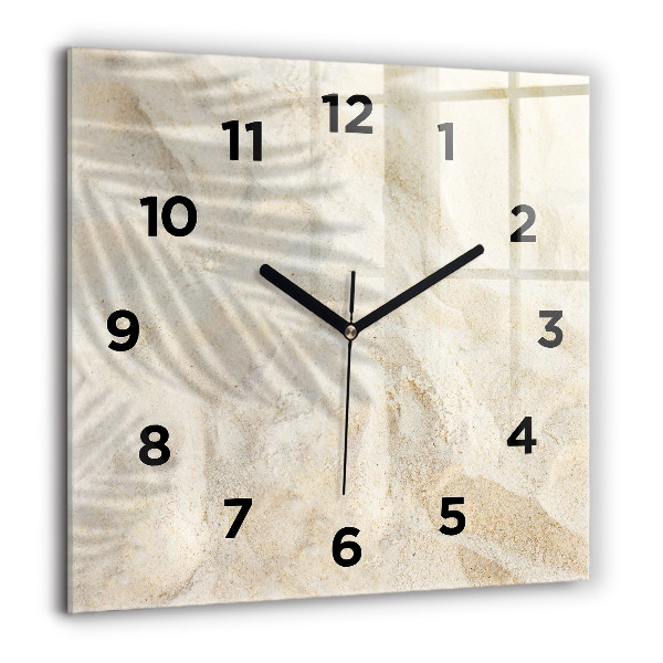 Square wall clock Palm tree shadow sand