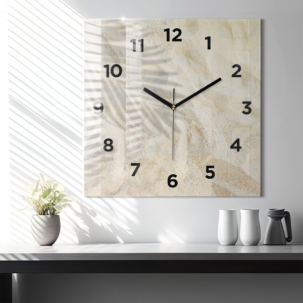 Square wall clock Palm tree shadow sand