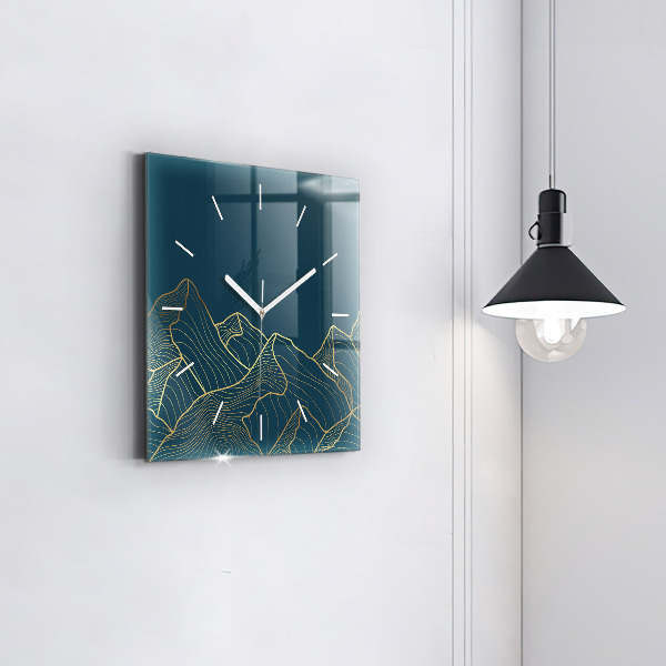 Square wall clock Sketch of the mountains