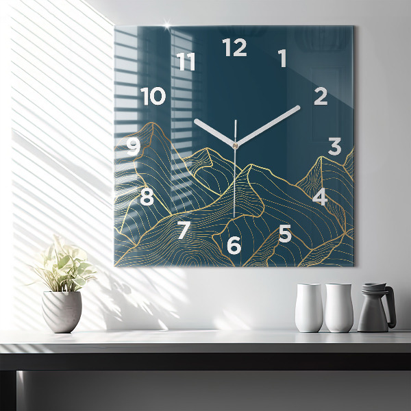 Square wall clock Sketch of the mountains