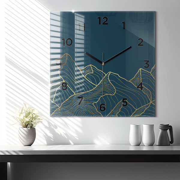 Square wall clock Sketch of the mountains