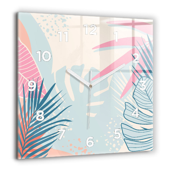 Square wall clock Pastel Leaves – Tropics
