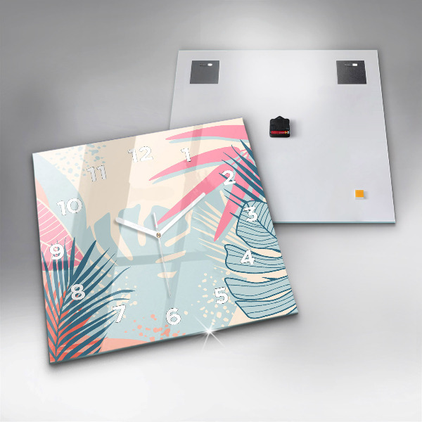 Square wall clock Pastel Leaves – Tropics