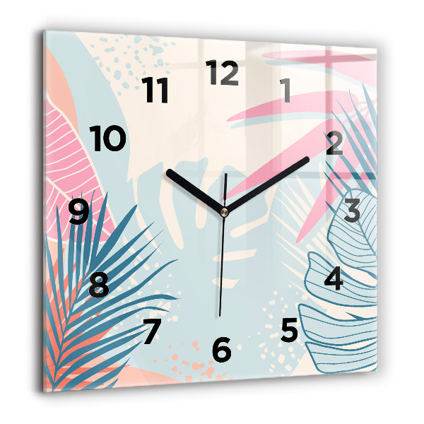 Square wall clock Pastel Leaves – Tropics