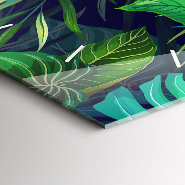 Square wall clock Exotic leaves