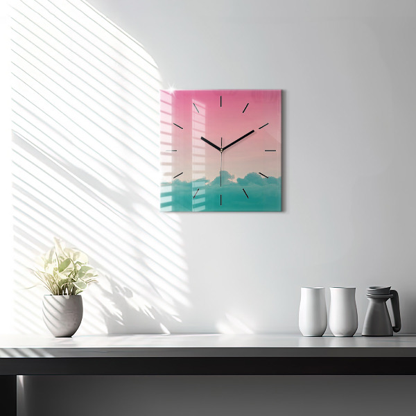 Square wall clock Sky and mountain gradient