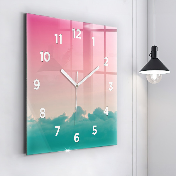 Square wall clock Sky and mountain gradient
