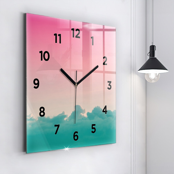 Square wall clock Sky and mountain gradient