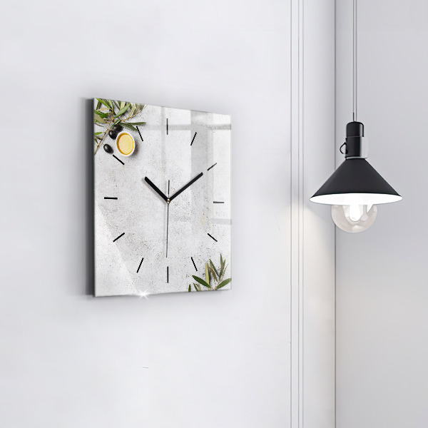Square wall clock Minimalist olives