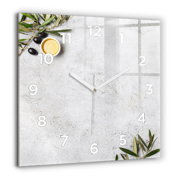 Square wall clock Minimalist olives
