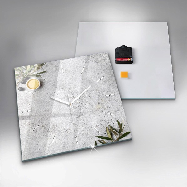 Square wall clock Minimalist olives