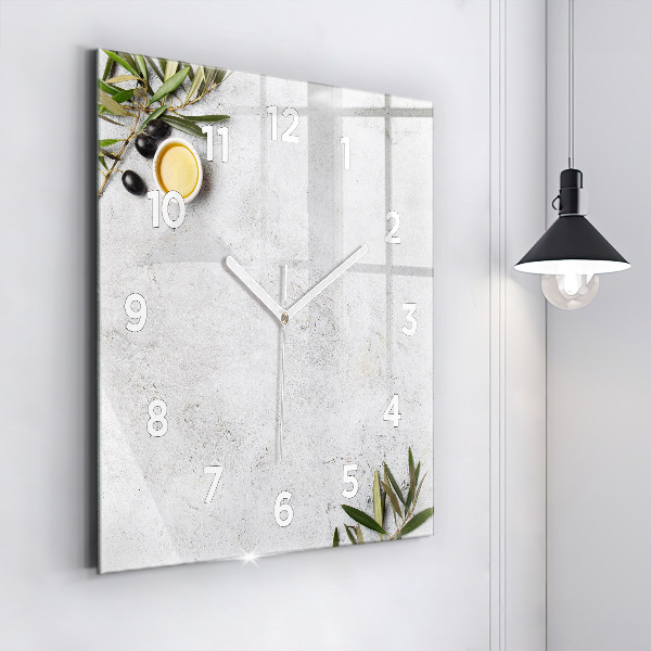 Square wall clock Minimalist olives