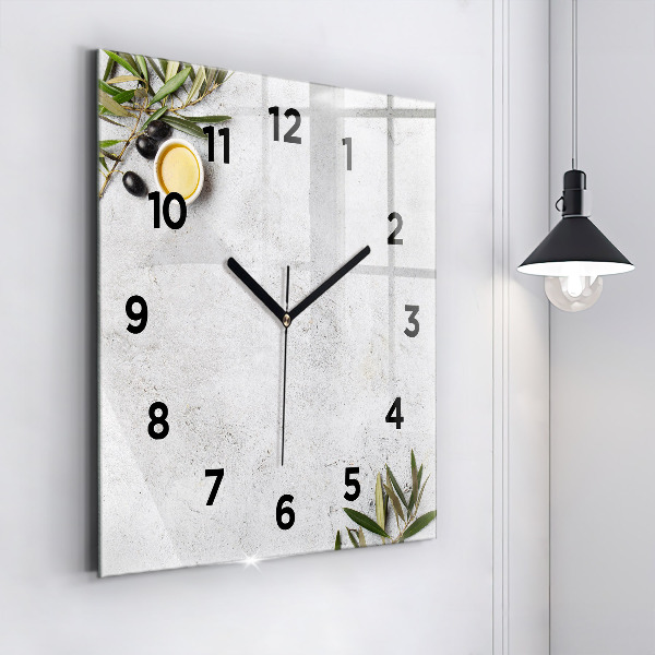 Square wall clock Minimalist olives