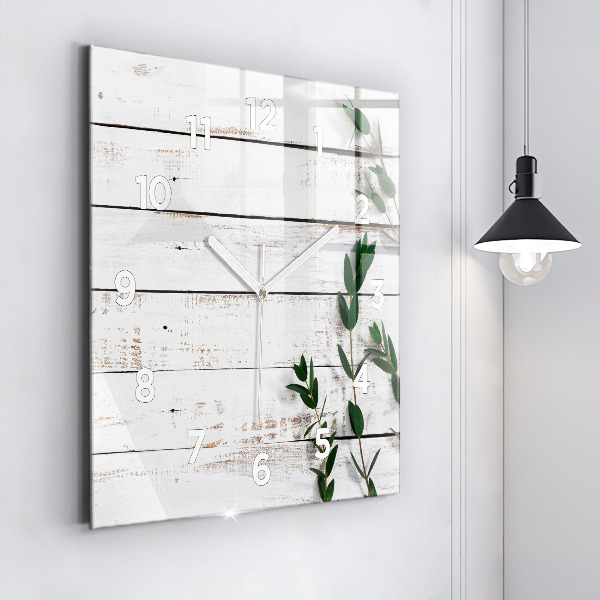 Square wall clock Light wooden boards