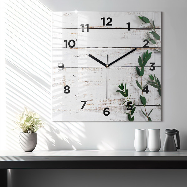 Square wall clock Light wooden boards