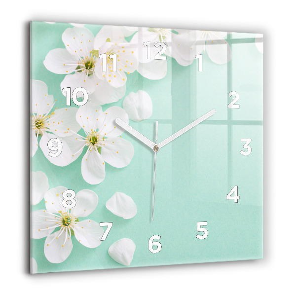 Square wall clock Blooming apple blossoms